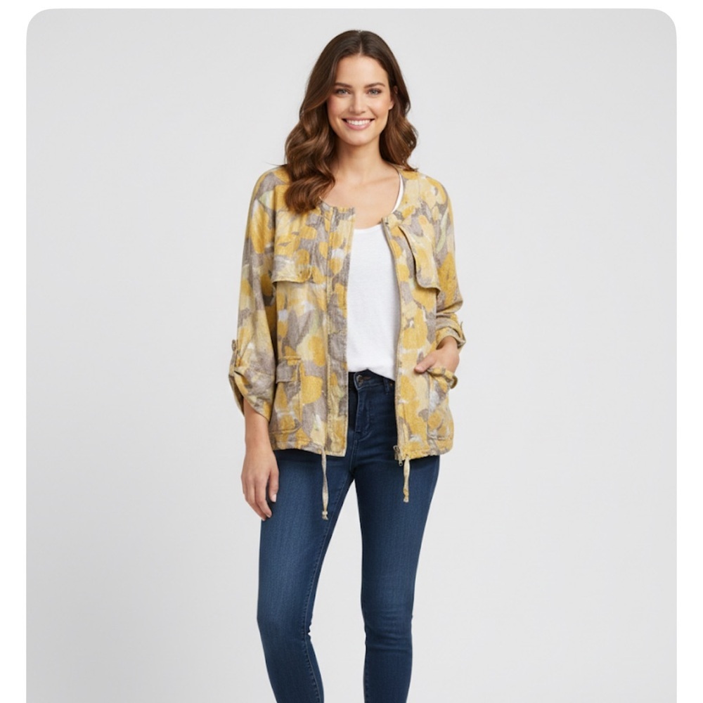 Lark Lane Woman’s Lightweight Linen Blend Floral Jacket, Size 16, NWOT